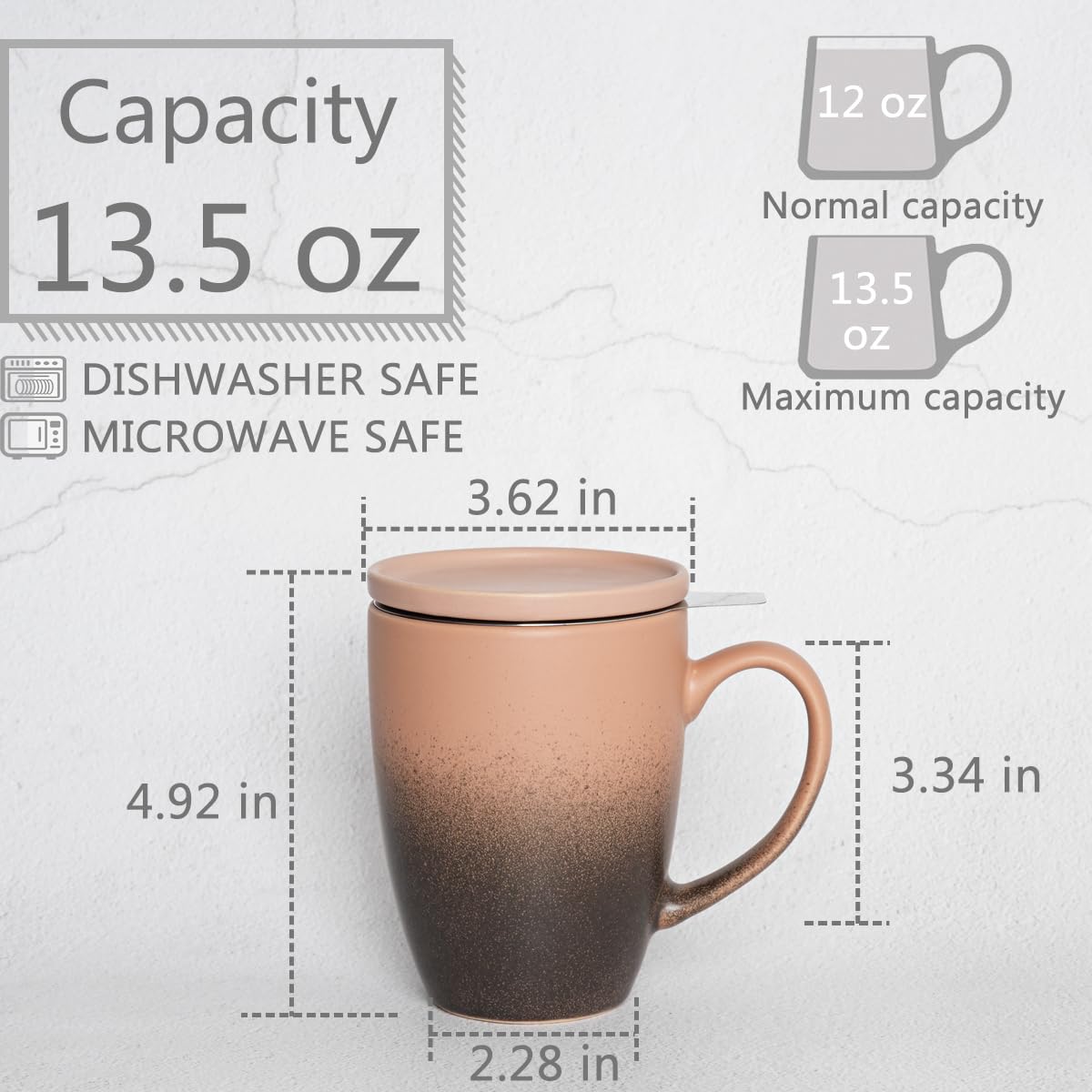 Matte Ceramic Tea Cup with Infuser and Lid