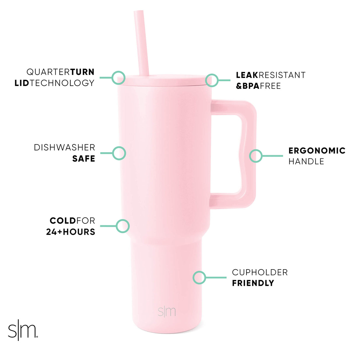 40 oz Trek Tumbler with Handle and Straw Lid