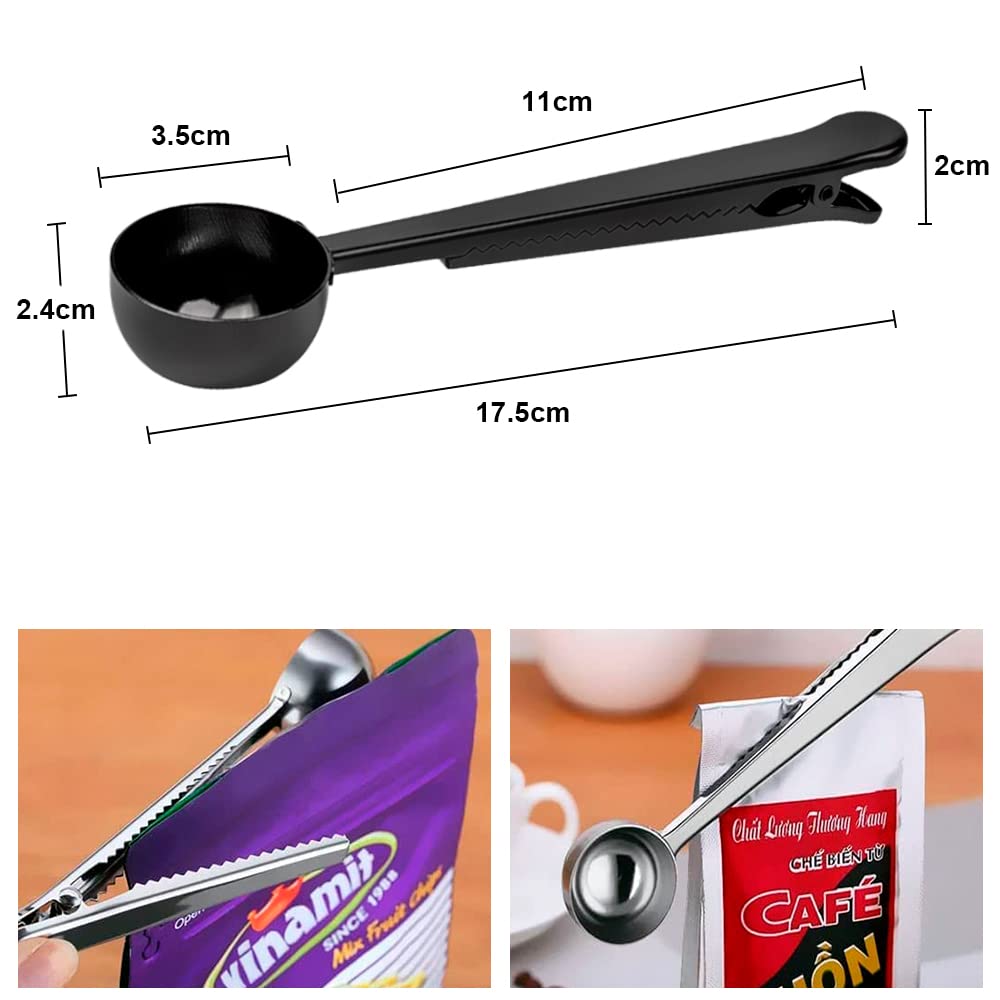 Coffee Scoop Clip Stainless Steel Tablespoon Coffee Spoon With long handle Multifunction Sealing Bag Clip For Tea