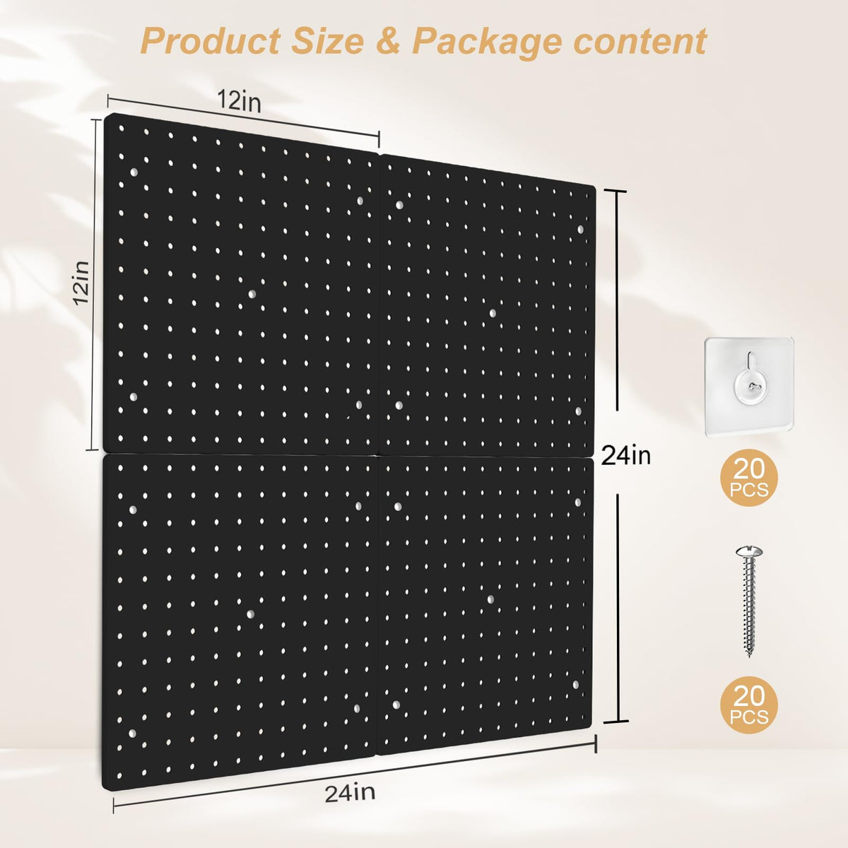 Plastic Pegboard Wall Organizer Kit (4 Count)