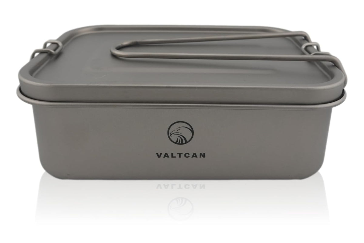 Titanium Lunch Bento Storage Box 1200ml 40 oz Grade 1 Airtight Locking Lid Leakproof Foldable Handle Reheatable on Fire Ultralight 254g Camping Office Meal Prep Food Container Dishwasher Safe