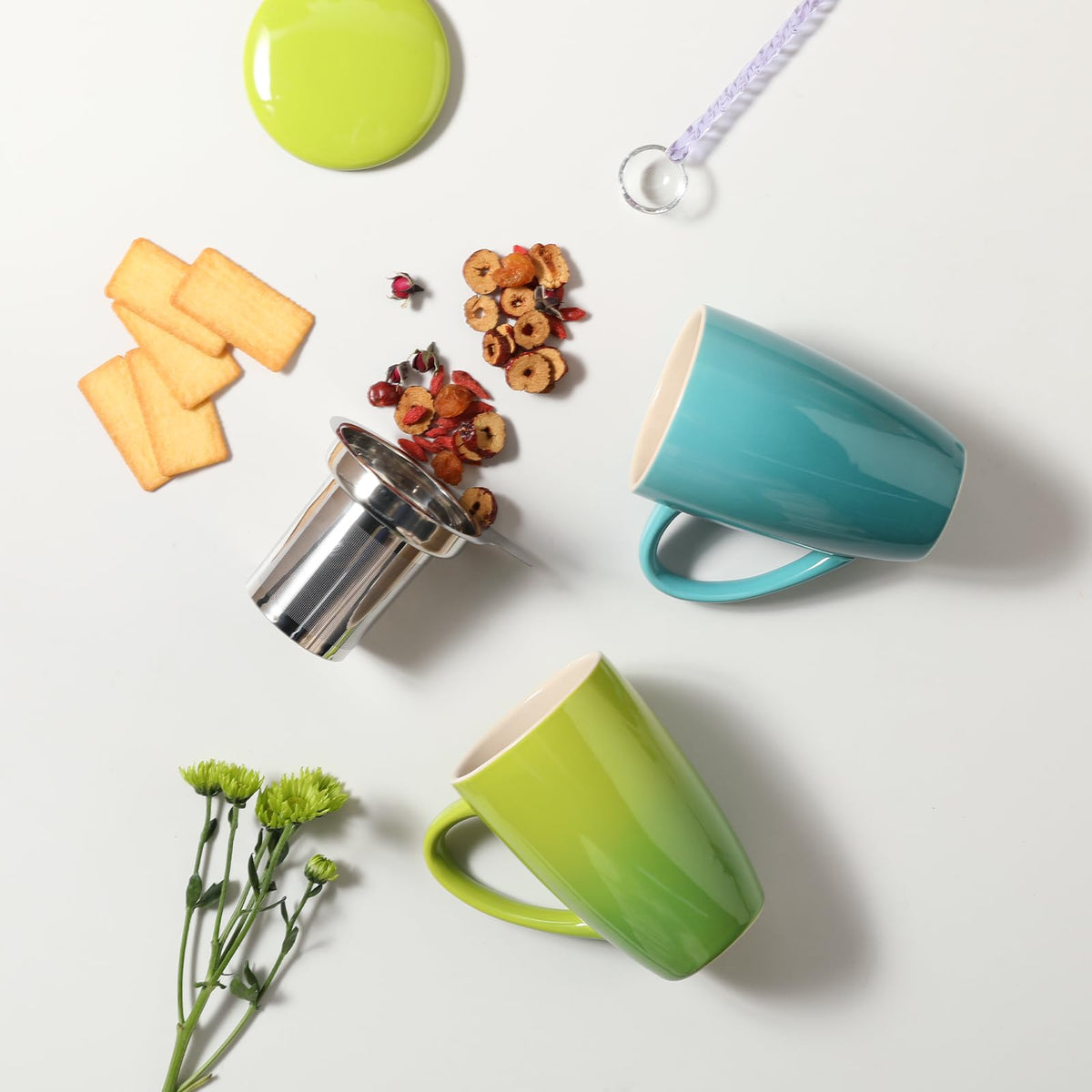 Sweejar Porcelain Tea Infuser Mug with Lid