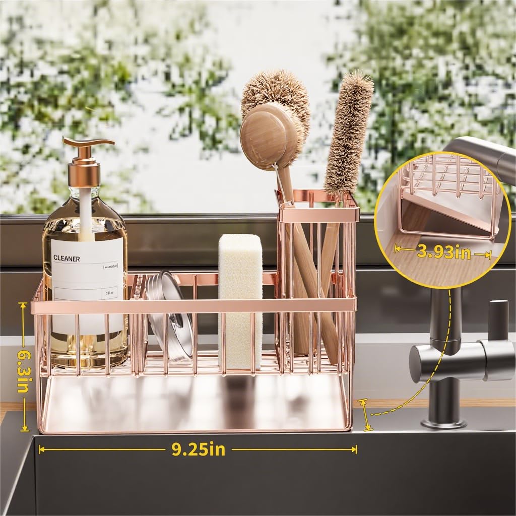 Sink Caddy Organzier with High Brush Holder