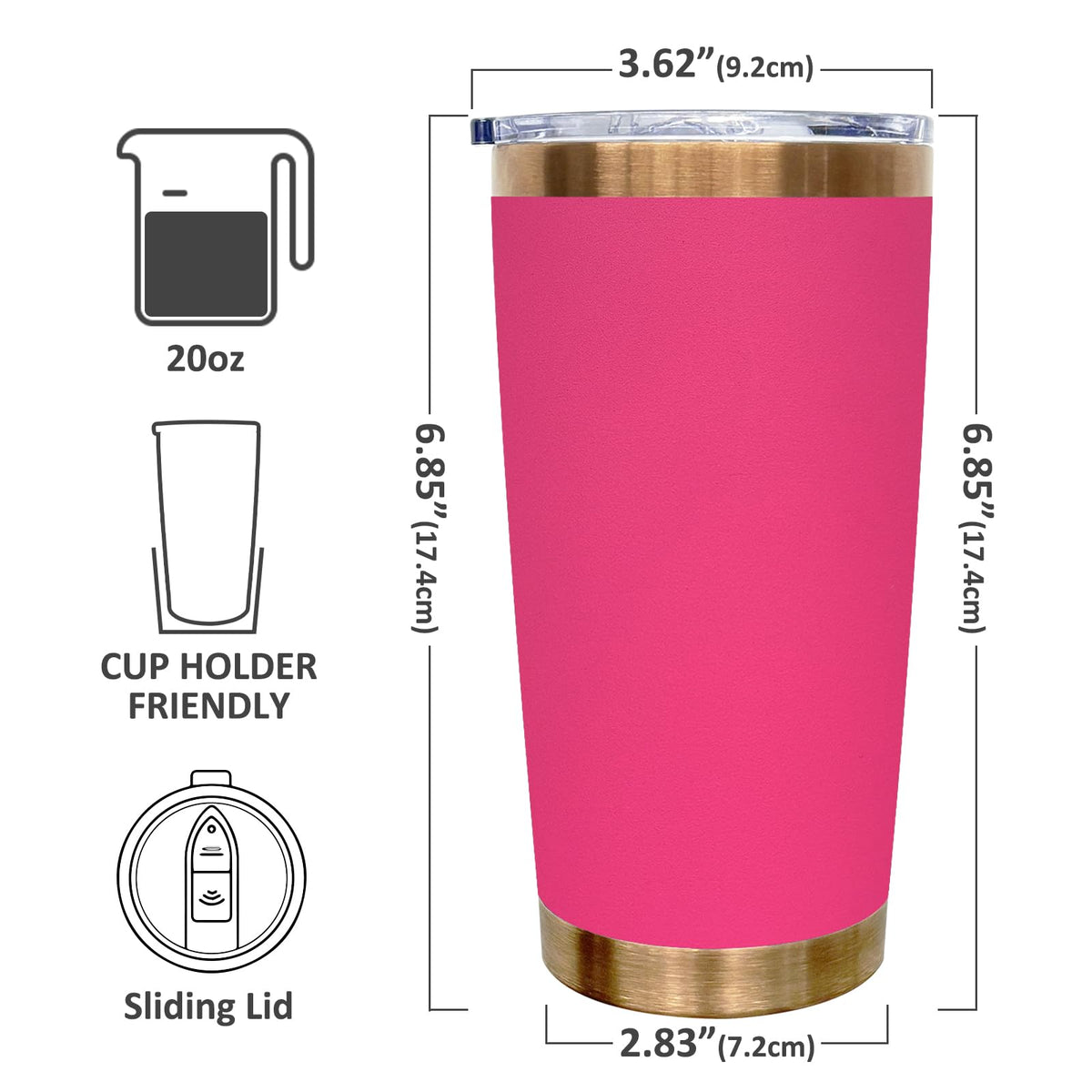 20 oz Tumbler Bulk Stainless Steel Tumblers with Lids and Straws Rosy (12 Count)