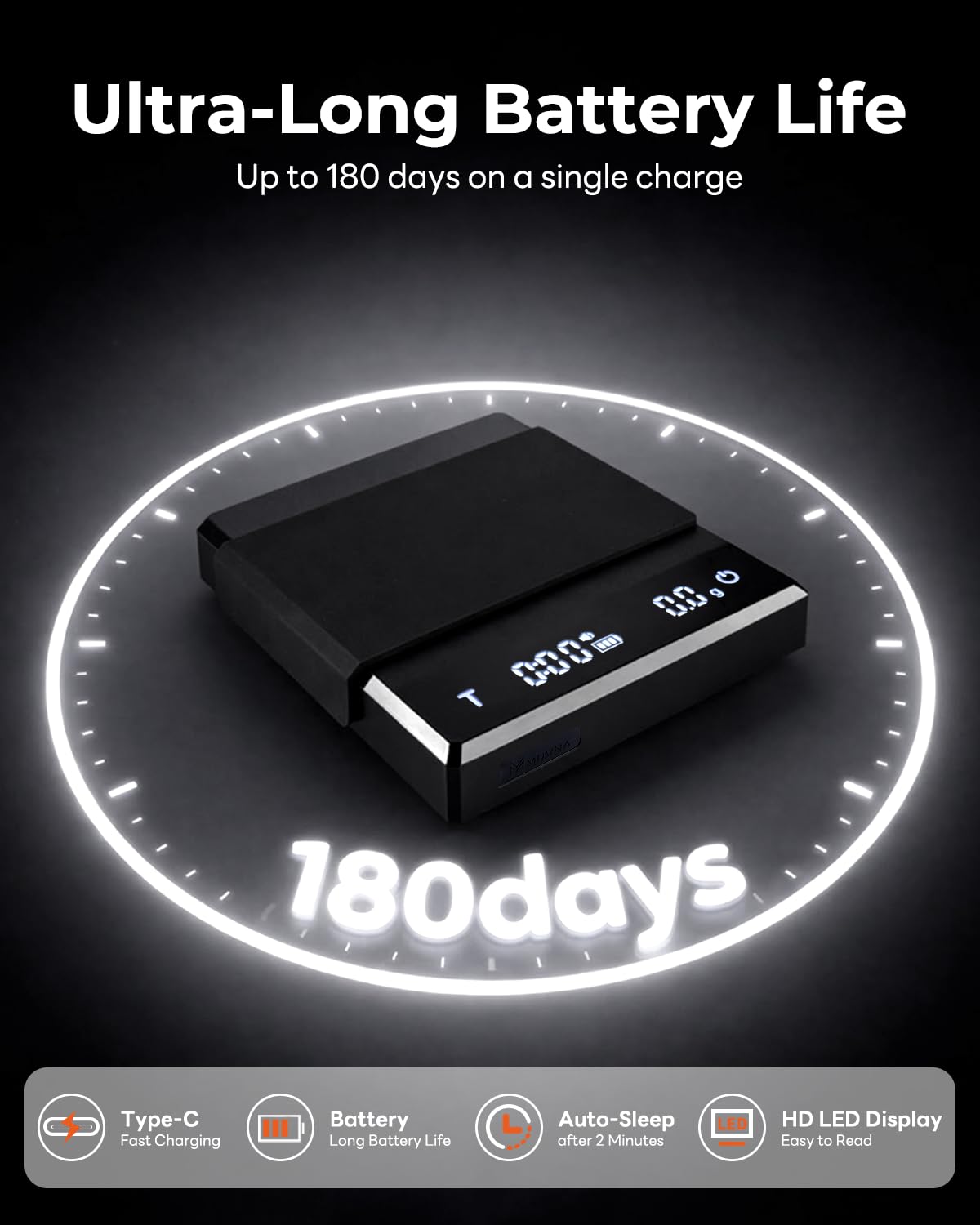 Rechargeable Coffee Scale with Timer