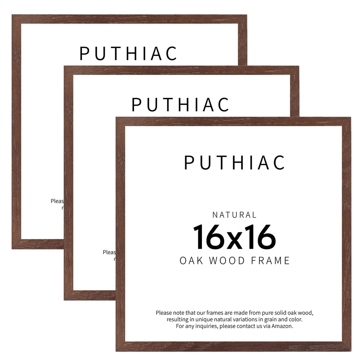16x16 Solid Oak Wood Picture Frames (3 Count)