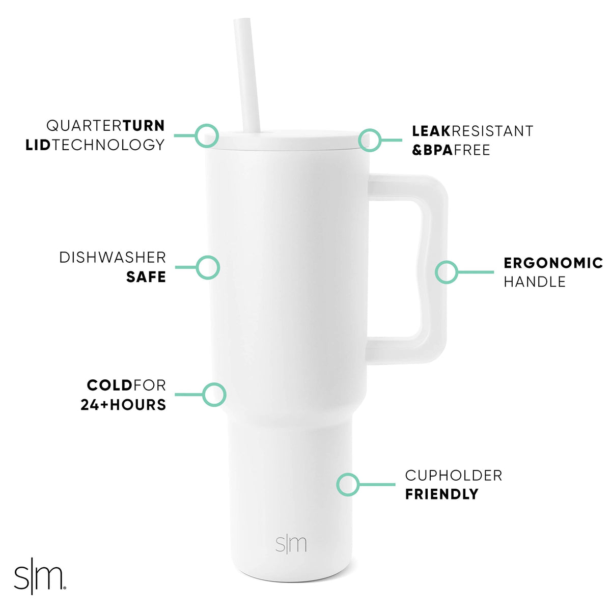 40 oz Trek Tumbler with Handle and Straw Lid