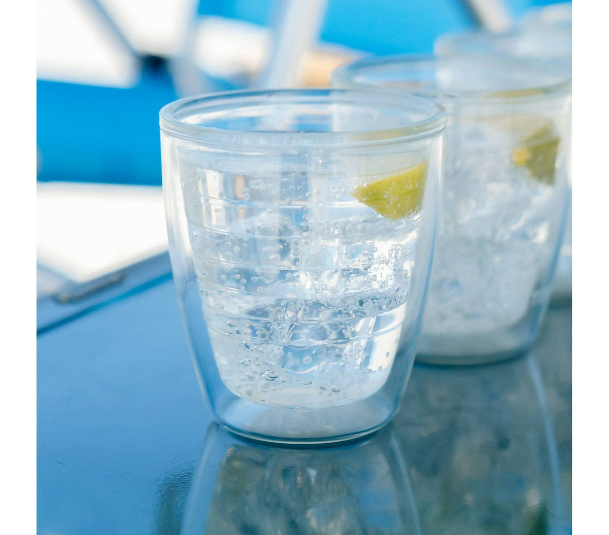 Clear & Colorful Tabletop 12oz Made in USA Double Walled Insulated Tumbler Travel Cup Keeps Drinks Cold & Hot (4 Count)