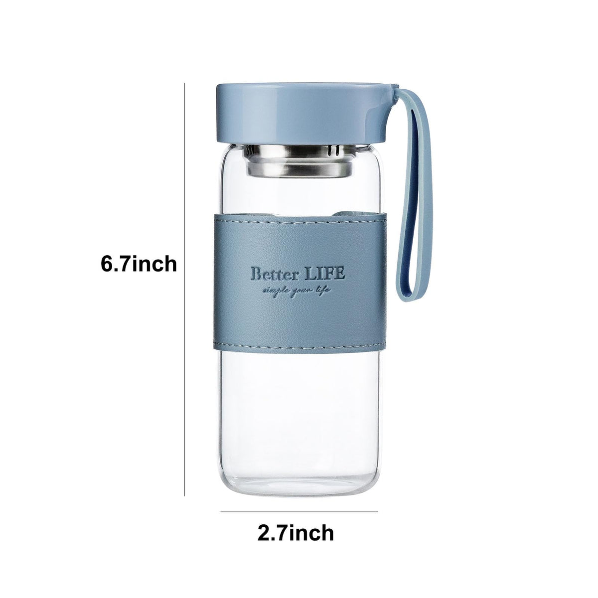Glass Tea Bottle 16 oz Drinking Bottle with Non