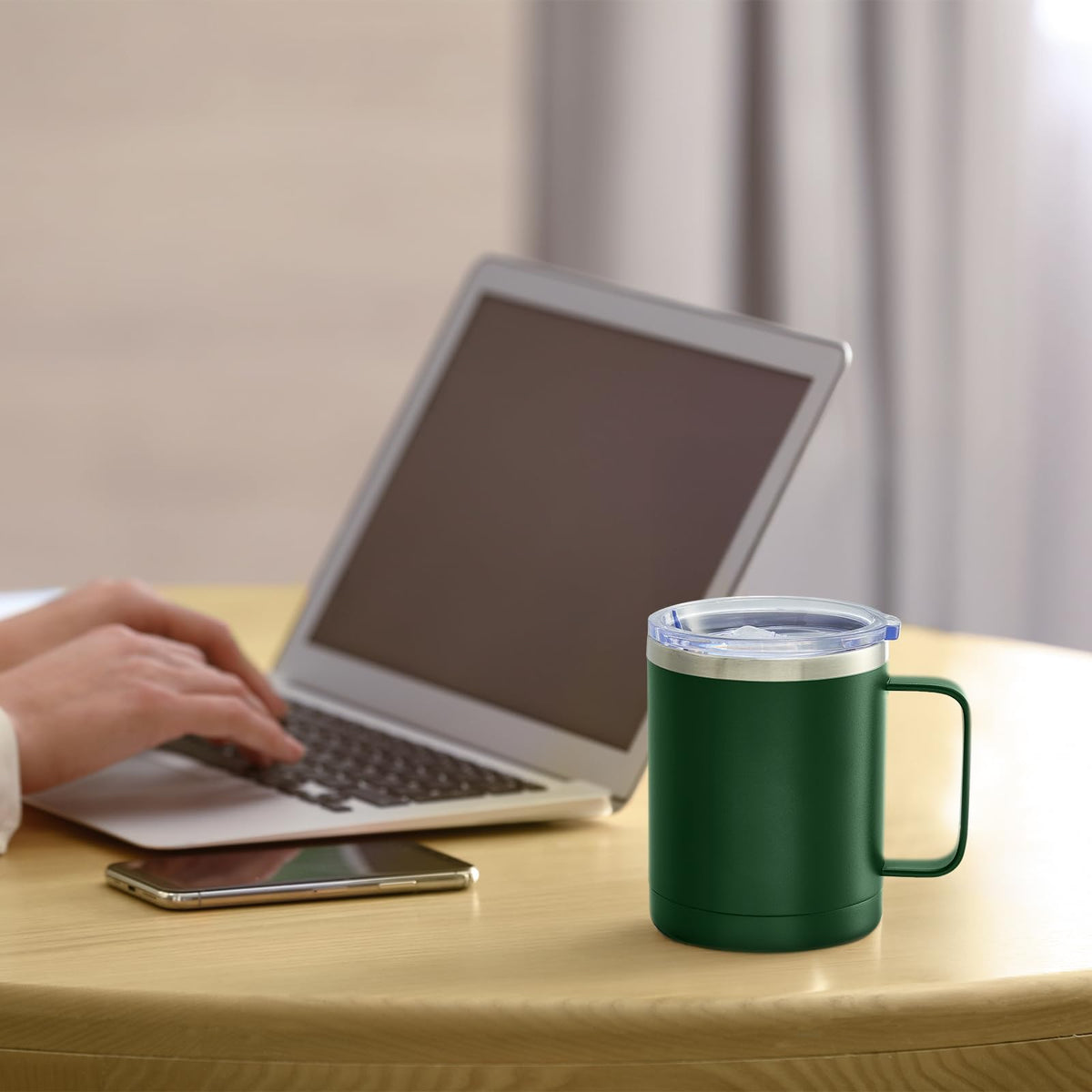 12oz Coffee Mug With Handle and Sliding Lid
