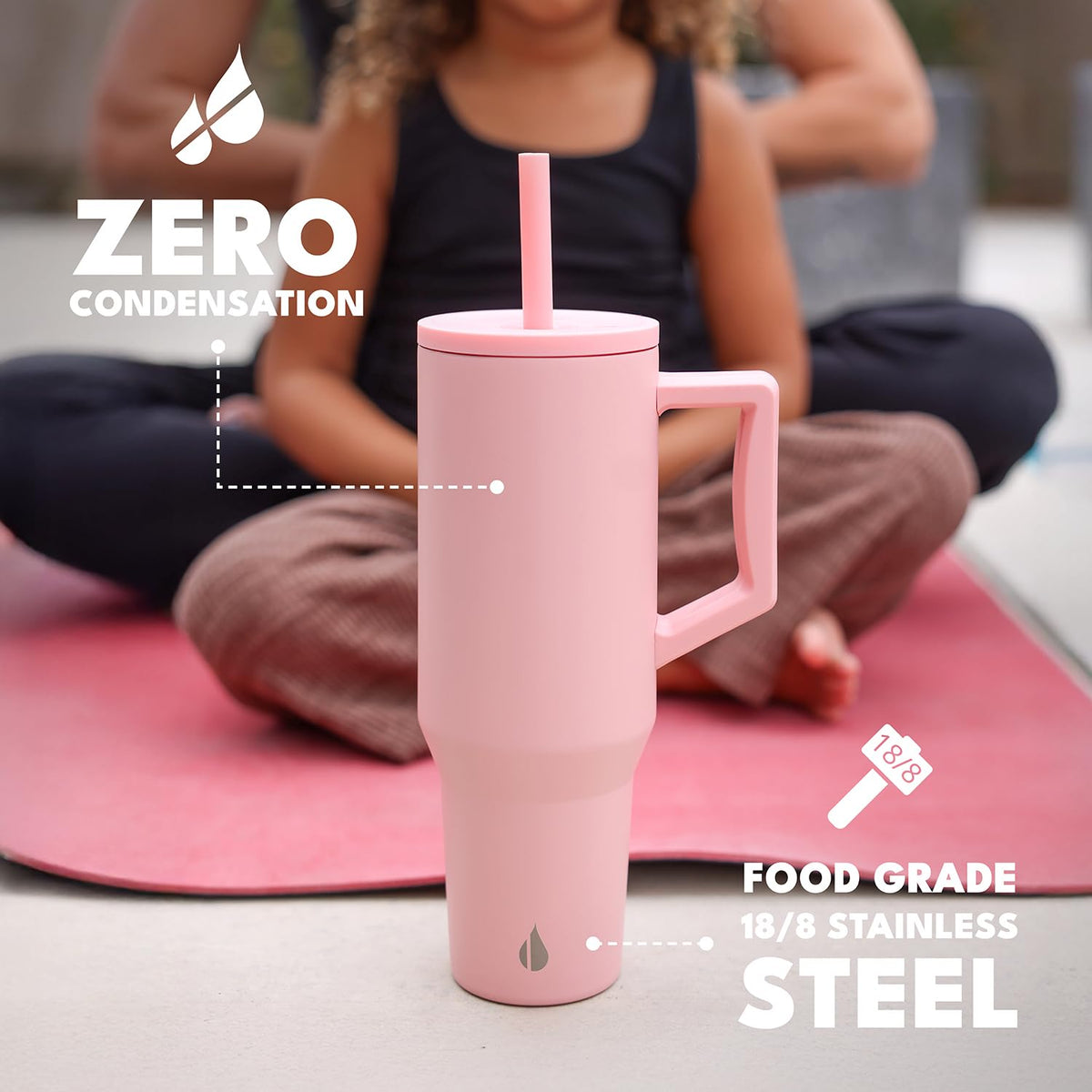 Spill Proof 40oz Insulated Tumbler with Handle & Straw Travel Mug
