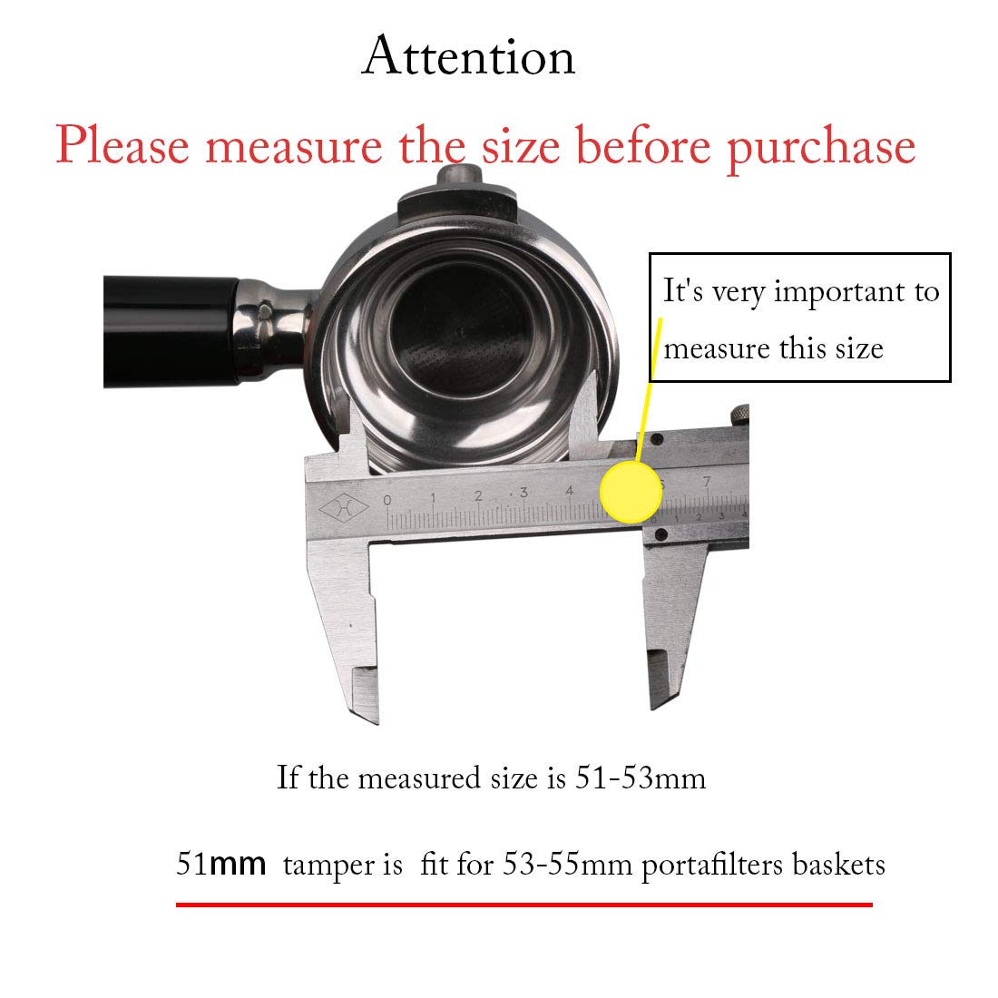 Stainless Steel Coffee Tamper 51mm Barista Espresso Base Coffee Bean Press