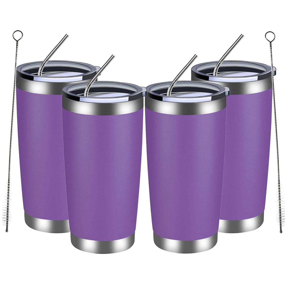 20oz Tumbler 4 Pack Double Wall Vacuum Insulated Travel Mug Bulk (4 Count)