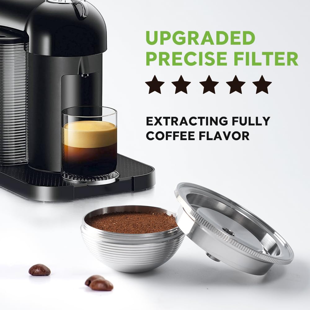 Stainless Steel Reusable NespressoV ertuo Pod Compatible with GCA1 (2 Count)