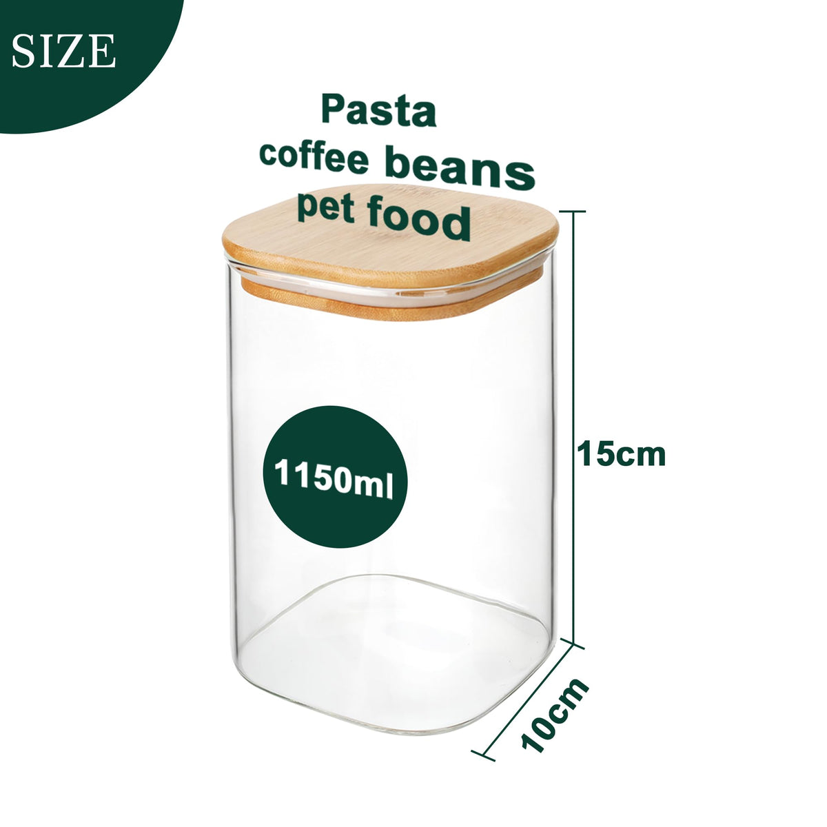 Kitchen Glass Jars Set with Bamboo Lids for Storage