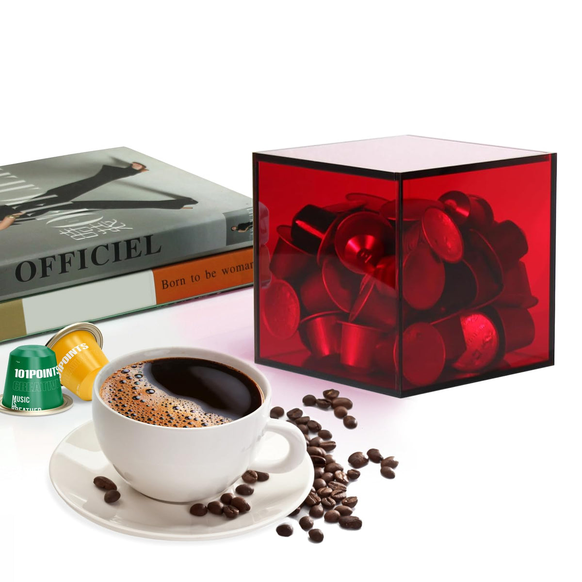 Coffee Capsule Storage Box Coffee Pod Holder Organizers Accessories Anti Dust Durable Clear Acrylic Box for House and Office Use