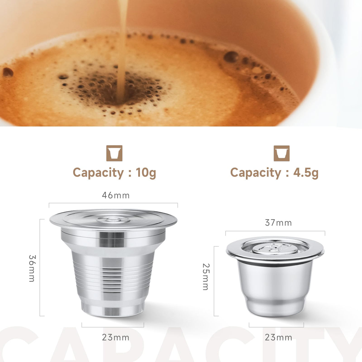 2 Pcs Reusable Stainless Steel Coffee Capsules Compatible with L'OR Barista LM8012 (2 Count)