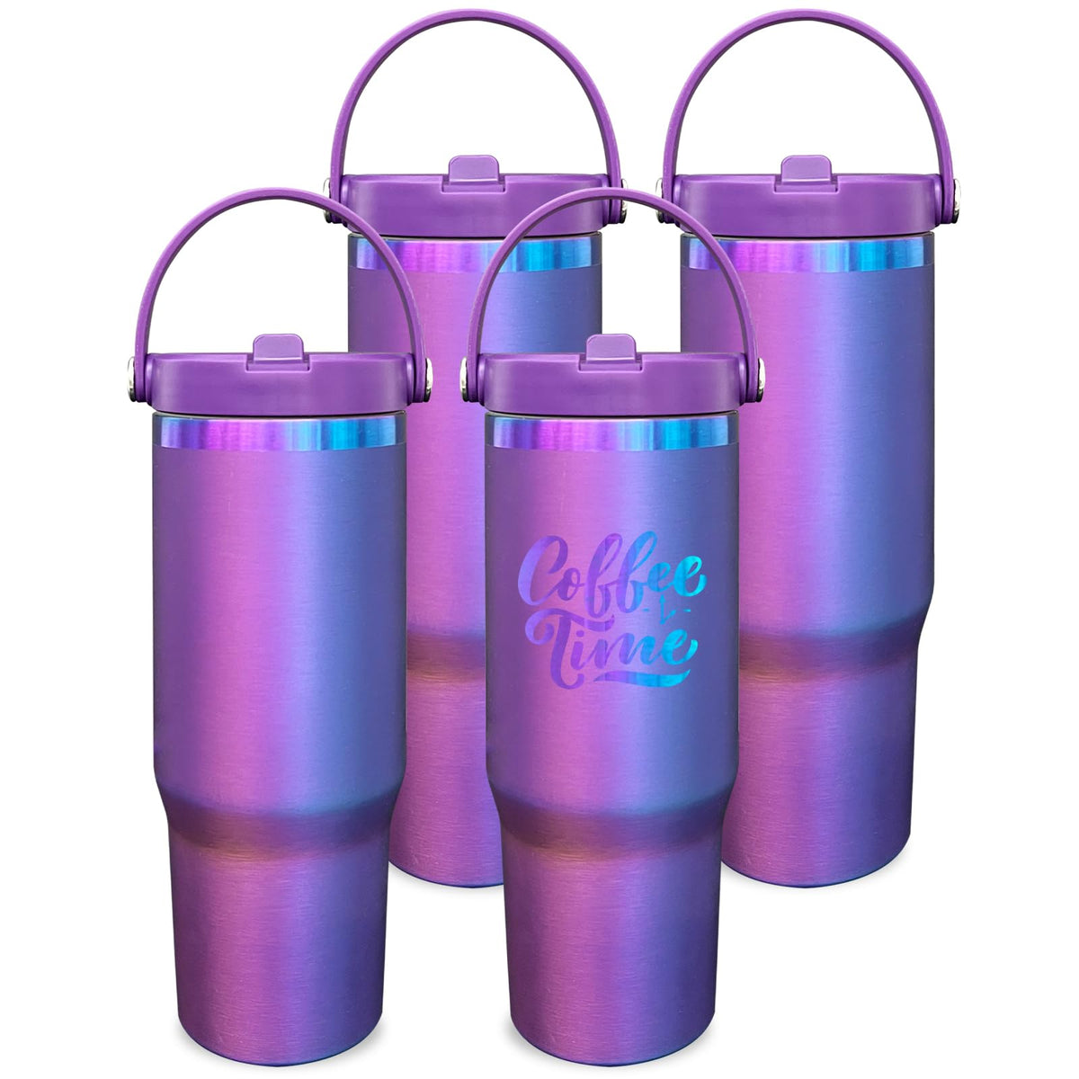 30 oz Tumbler Bulk with Top Handle and Flip Straw Aurora (4 Count)