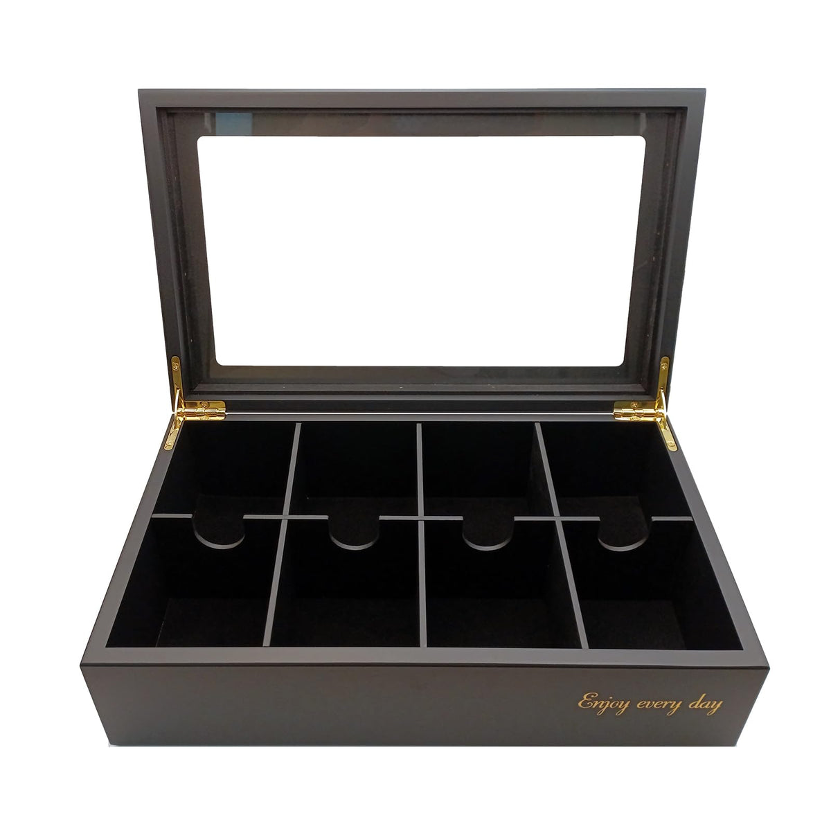 BJOYFUL&LOVED Wooden Tea Box with Glass Lid