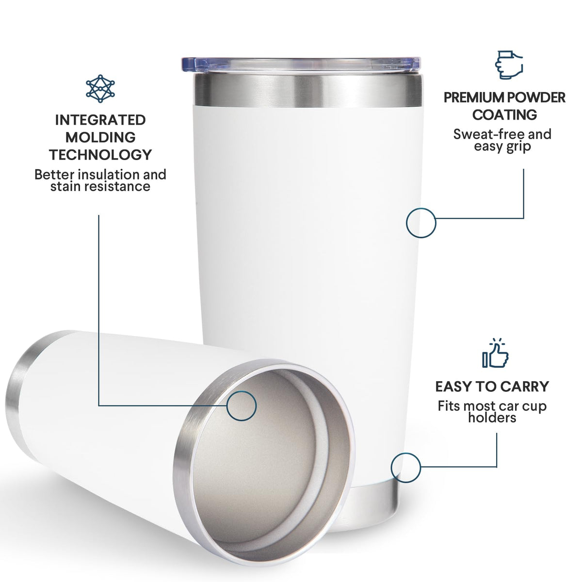 20oz Stainless Steel Tumbler with Lid and Straw Bulk 4 Pack (4 Count)