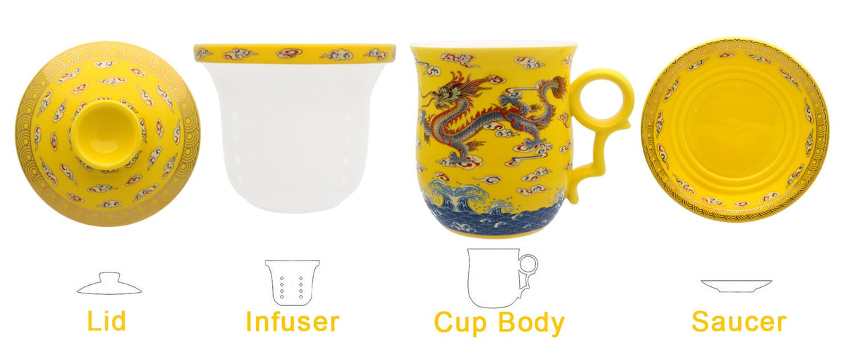 Porcelain Tea Cup with Lid and Saucer Infuser Sets