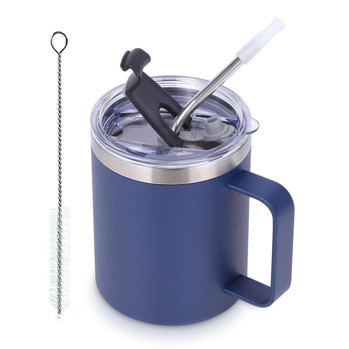 12oz Insulated Leakproof Coffee Mug with Flip & Straw Lid