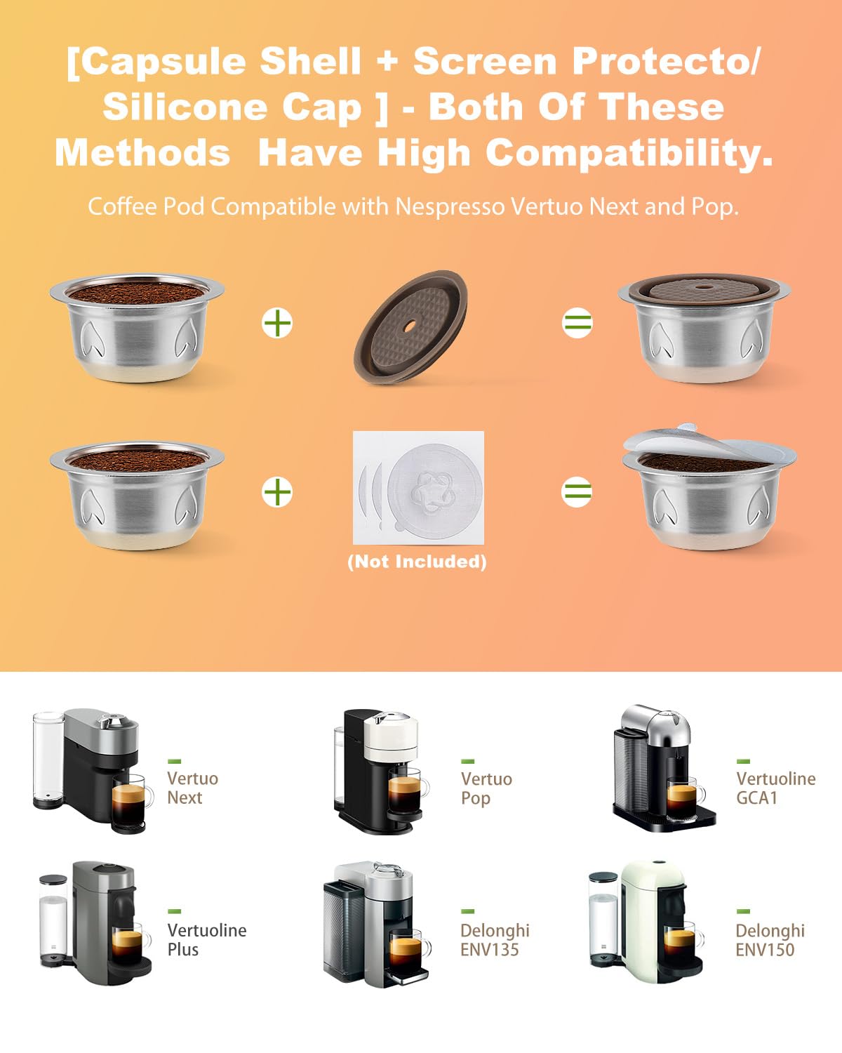 7.7oz（230ml）Mug size Refillable Coffee Capsule Compatible with Nespresso Vertuo Machines