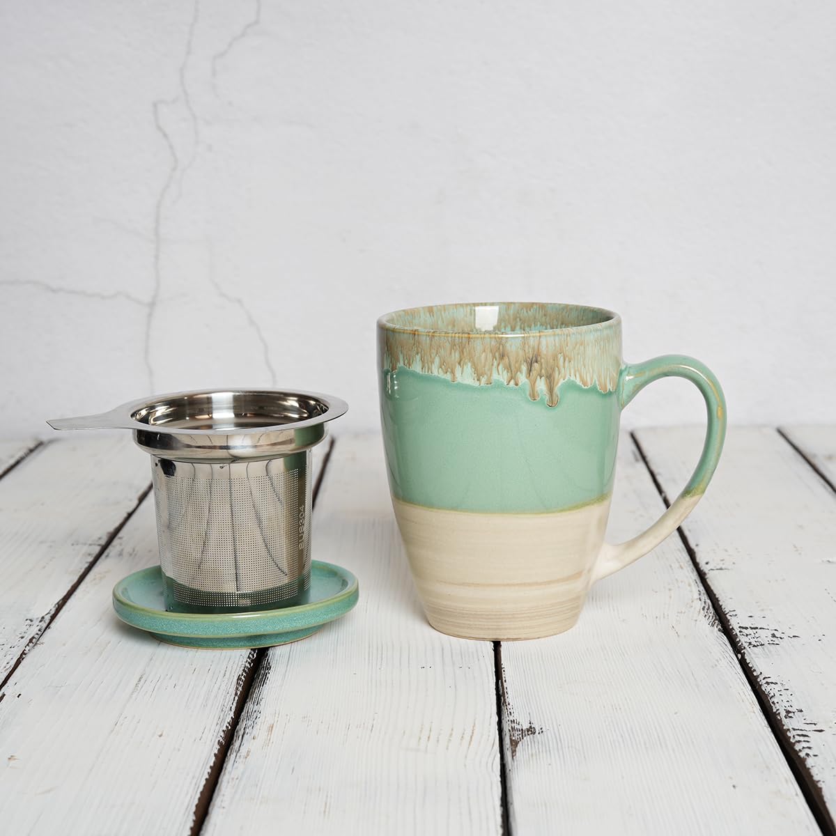 Ceramic Tea Cup with Infuser and Lid