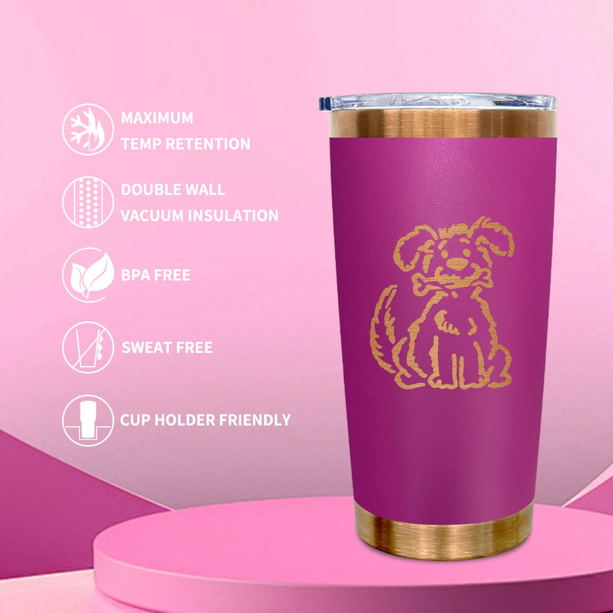 20 oz Insulated Tumblers Bulk With Lid and Straw Plum (12 Count)