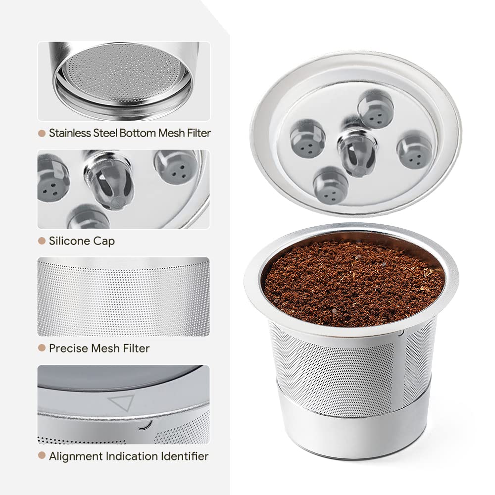 4 Pack Stainless Steel Reusable K Cups Compatible with Keurig Supreme & Supreme Plus