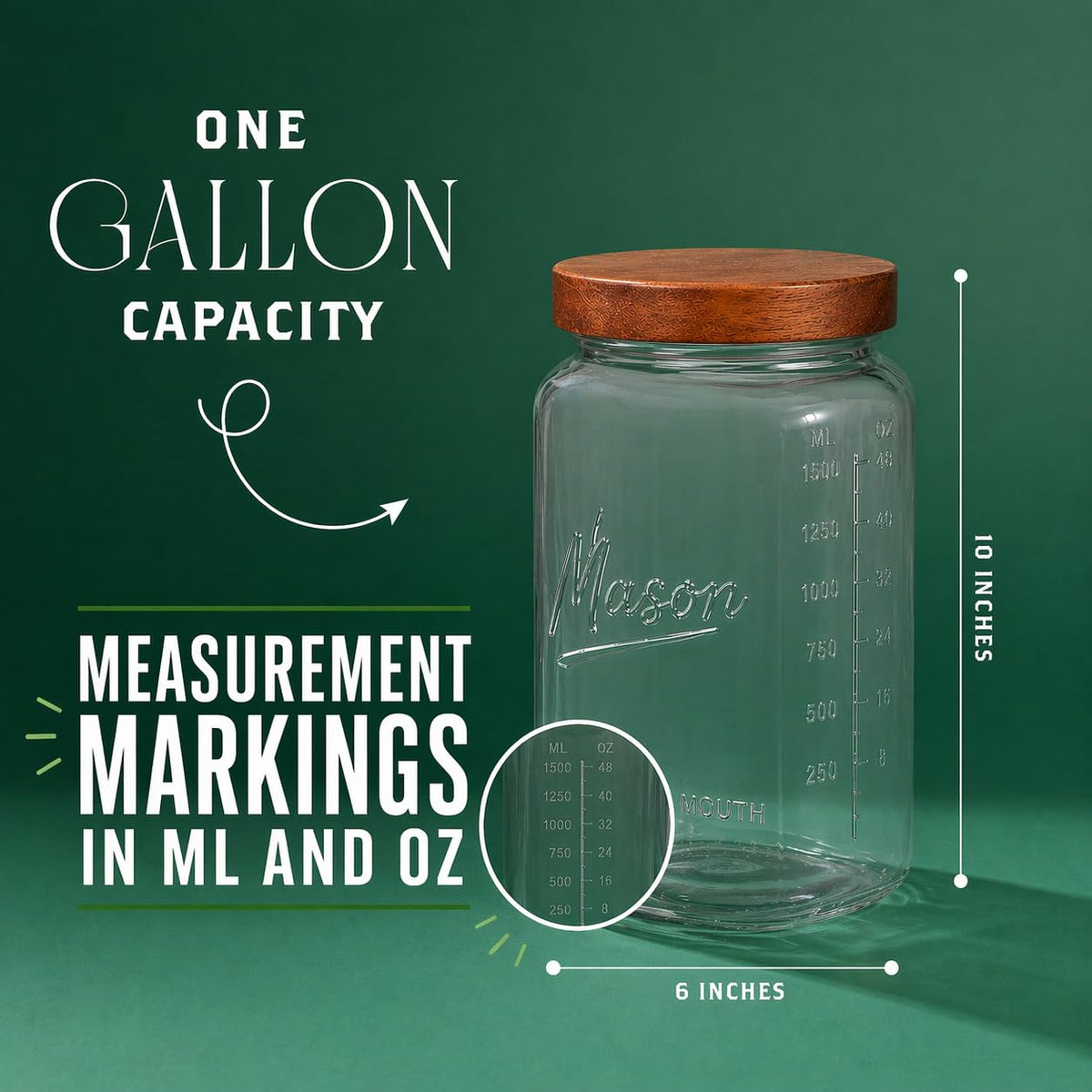 1 Gallon Glass Jars with Wooden Lids