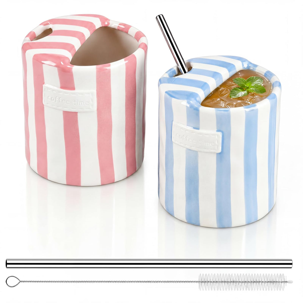 2 Pack Ceramic Mug with Sip Hole (2 Count)