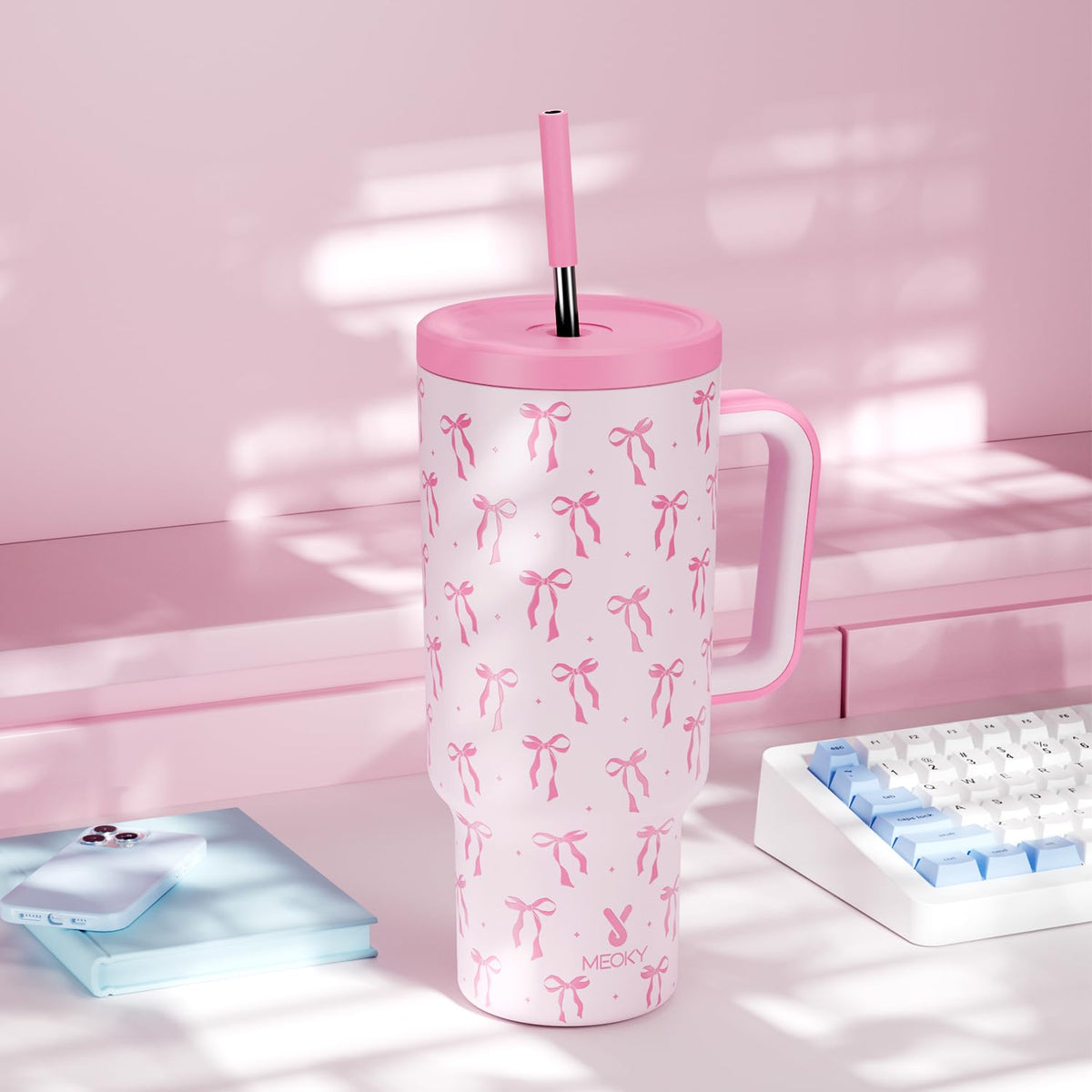 40 oz Tumbler with Handle and Straw