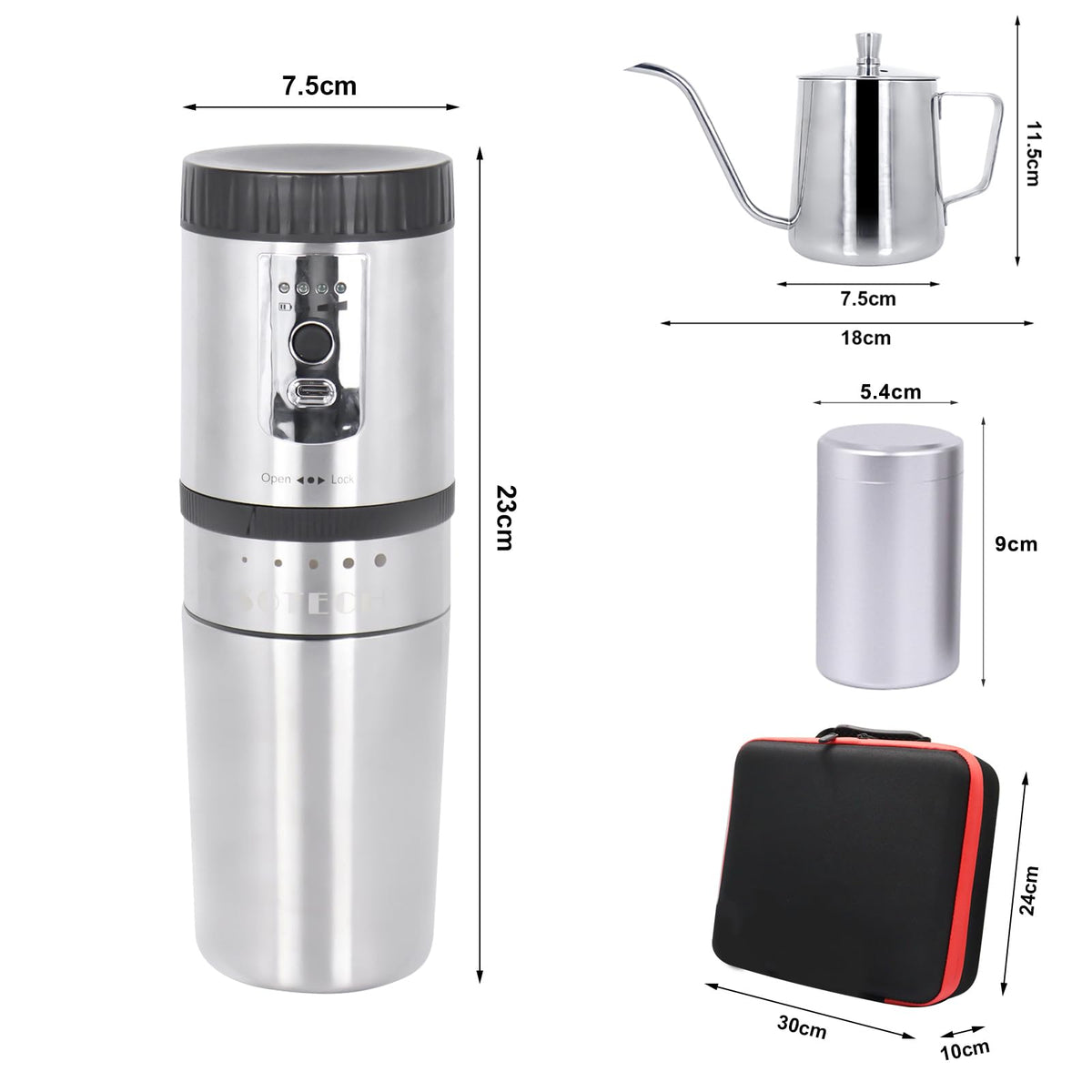 Coffee Maker Set Outdoor Camping Coffee Maker Set 3 in 1 Grinder Kit with Stainless Steel Electric Bean Grinder 350ml kettle Travel Coffee Kit Coffee Dripper Set