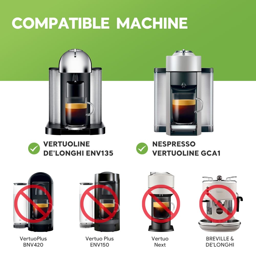 Stainless Steel Reusable NespressoV ertuo Pod Compatible with GCA1 (2 Count)