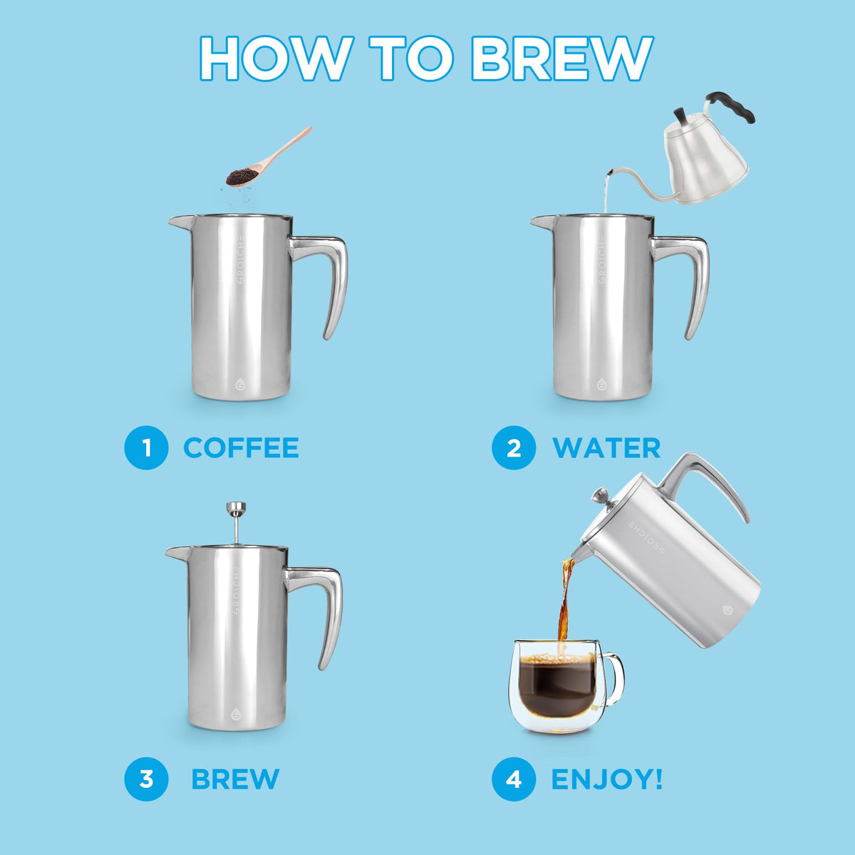 Dublin Double Wall Stainless Steel French Press