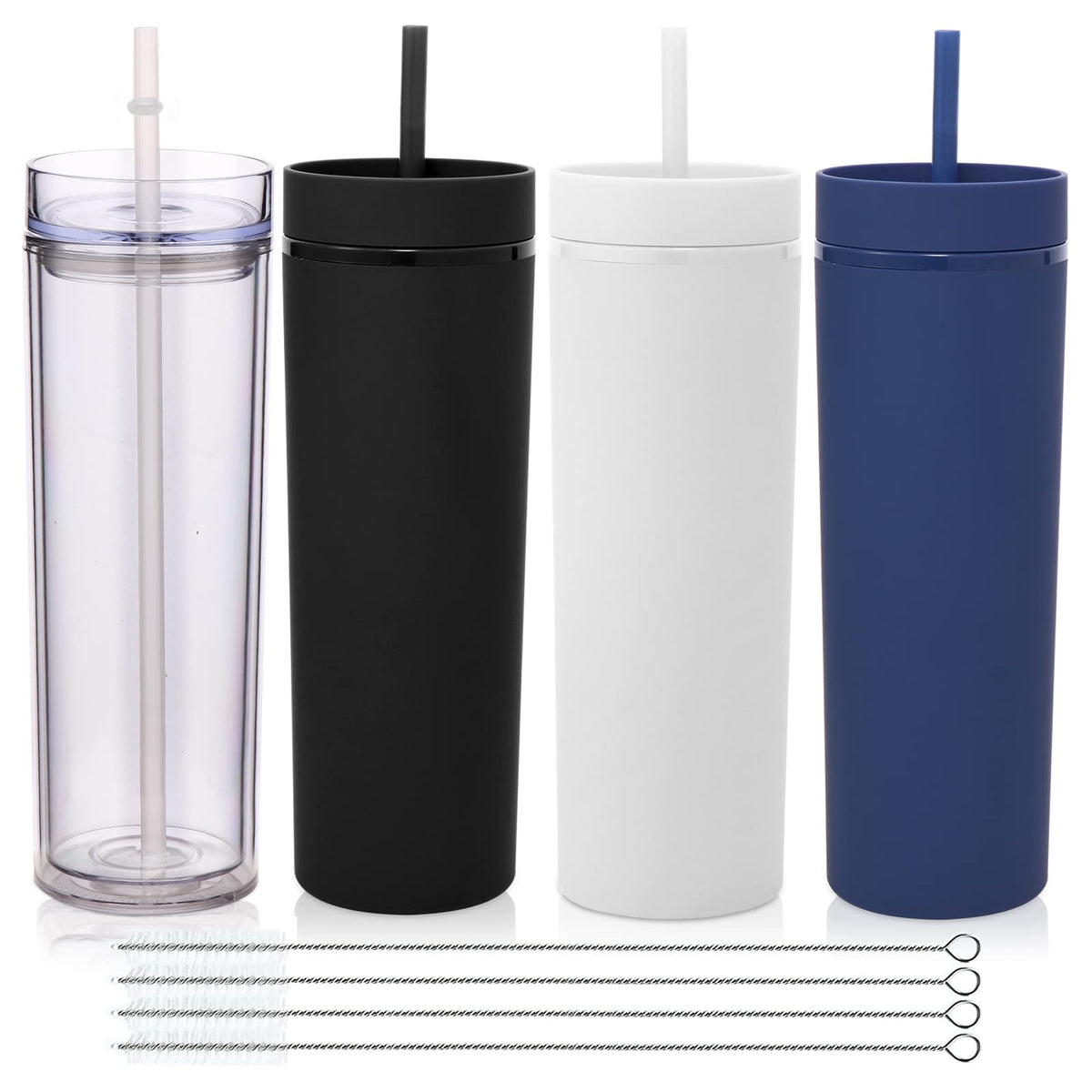 20oz Plastic Skinny Tumblers Bulk 4 Pack (4 Count)