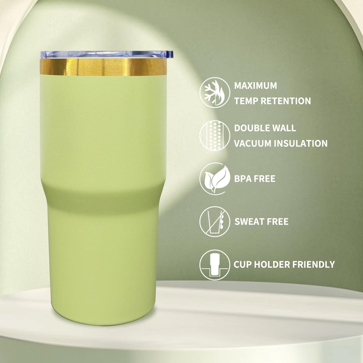 20 oz Tumbler Bulk Stainless Steel Tumblers with Lids and Straws LightGreen (6 Count)
