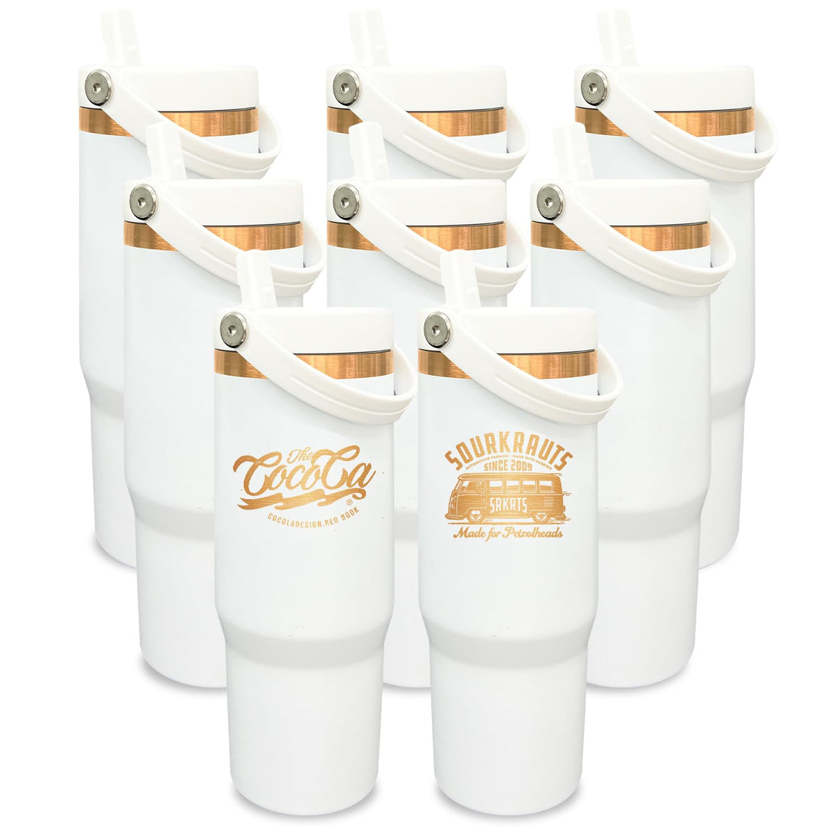 30 oz Tumbler Bulk with Top Handle and Flip Straw White (8 Count)