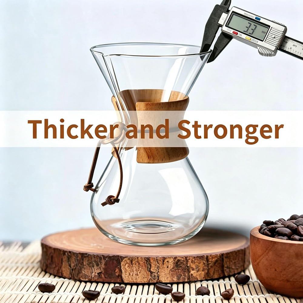subjectthree Drip Coffee Pour Over Glass Coffee Maker Kit 8 Cup