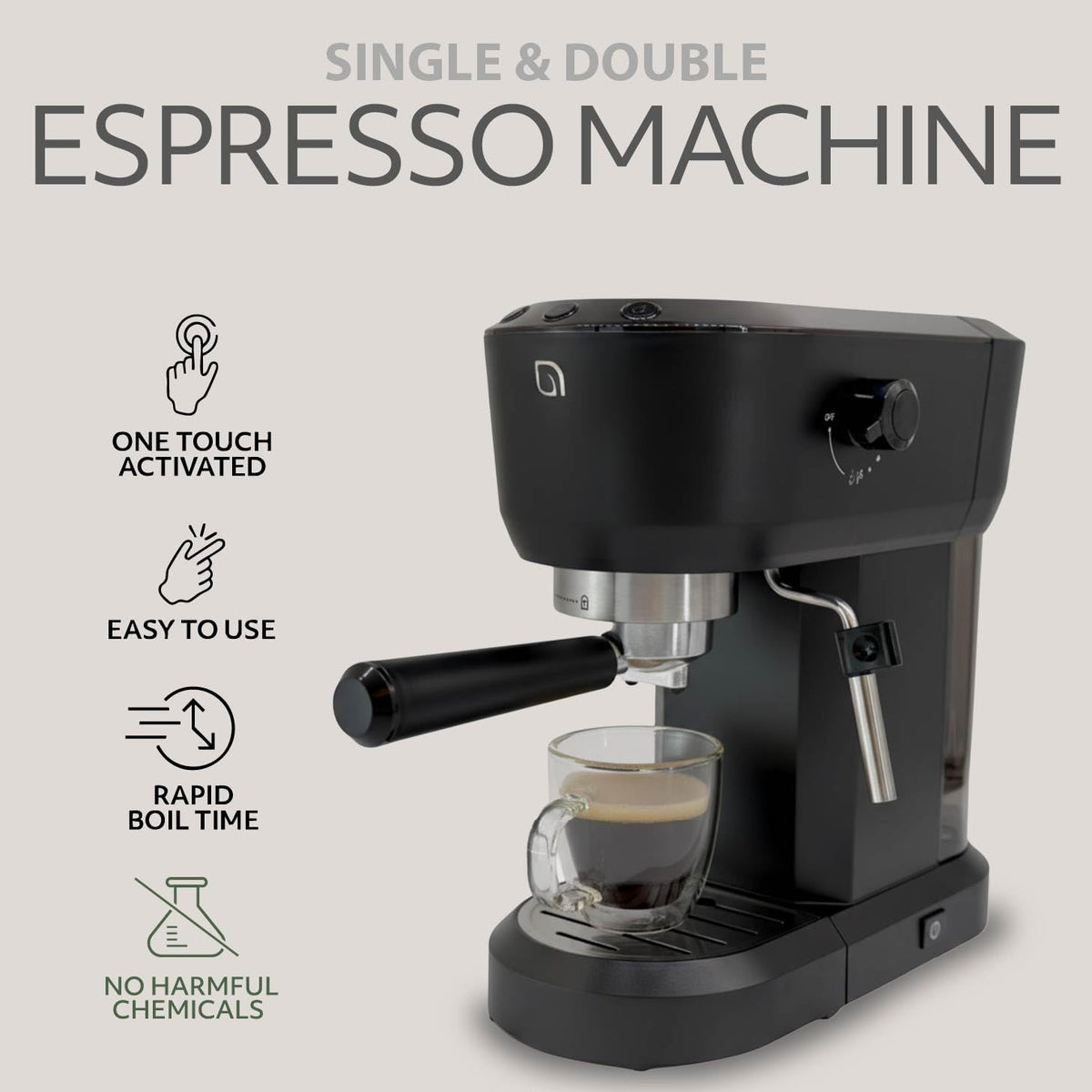 Eco Series Espresso Machine 15 Bar with Milk Frother Steam Wand
