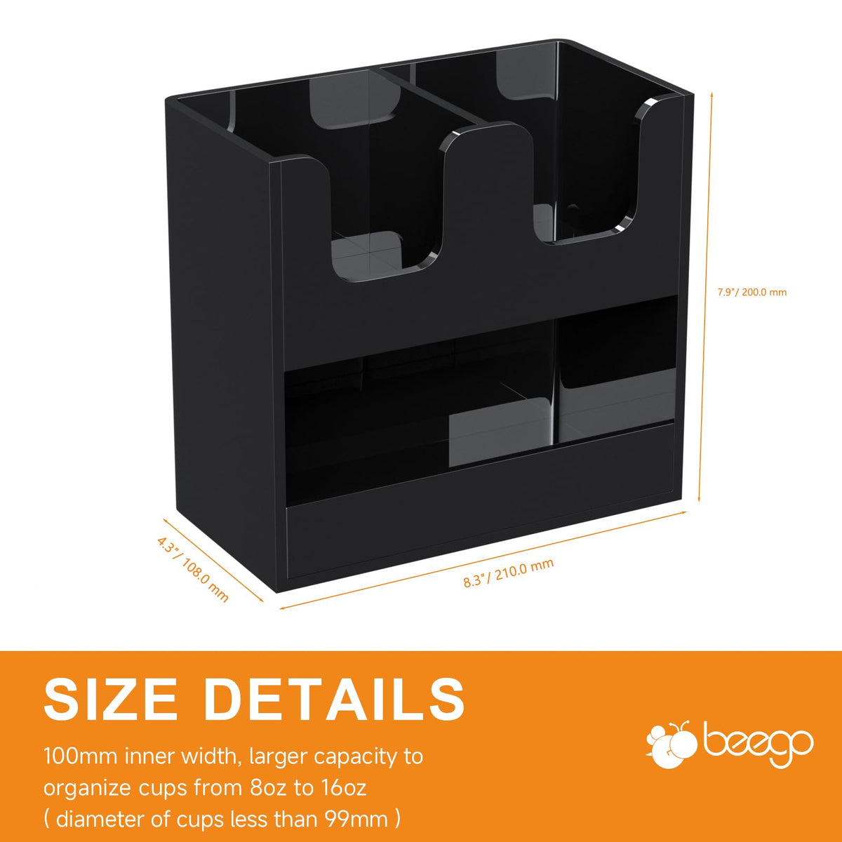 3 Compartment Cup Holder for Countertop