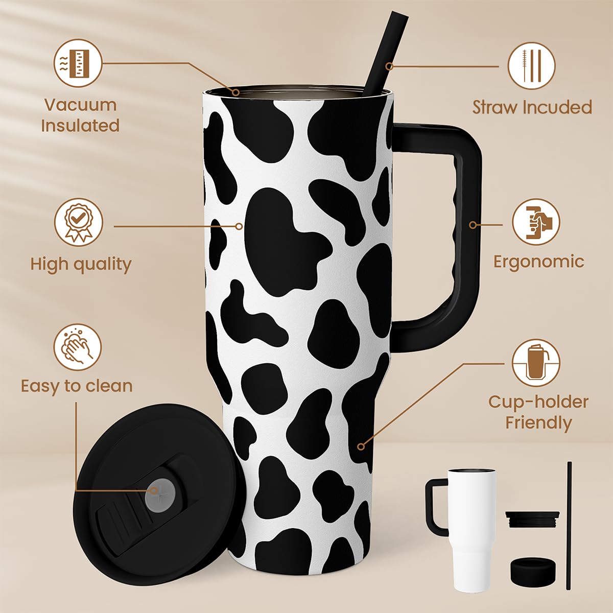 Cow Tumbler with Handle 40oz