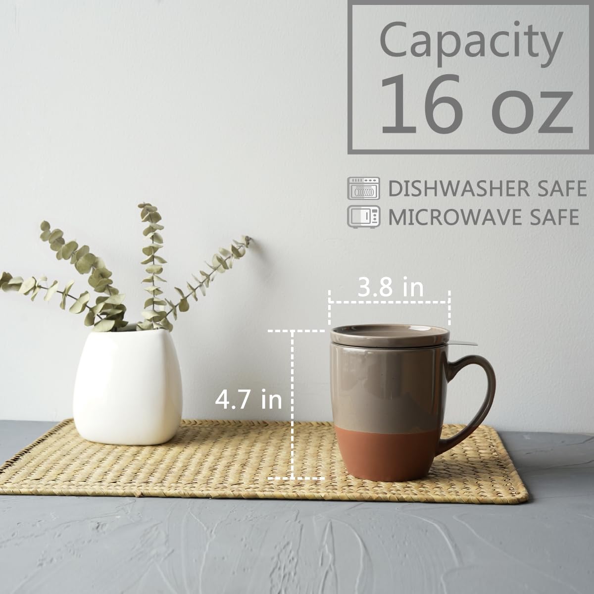 Ceramic Tea Cup with Infuser and Lid