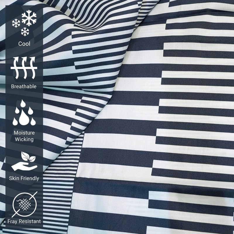 100% Cotton Cascade Stripe Print Twin Sheets Set 400TC Navy