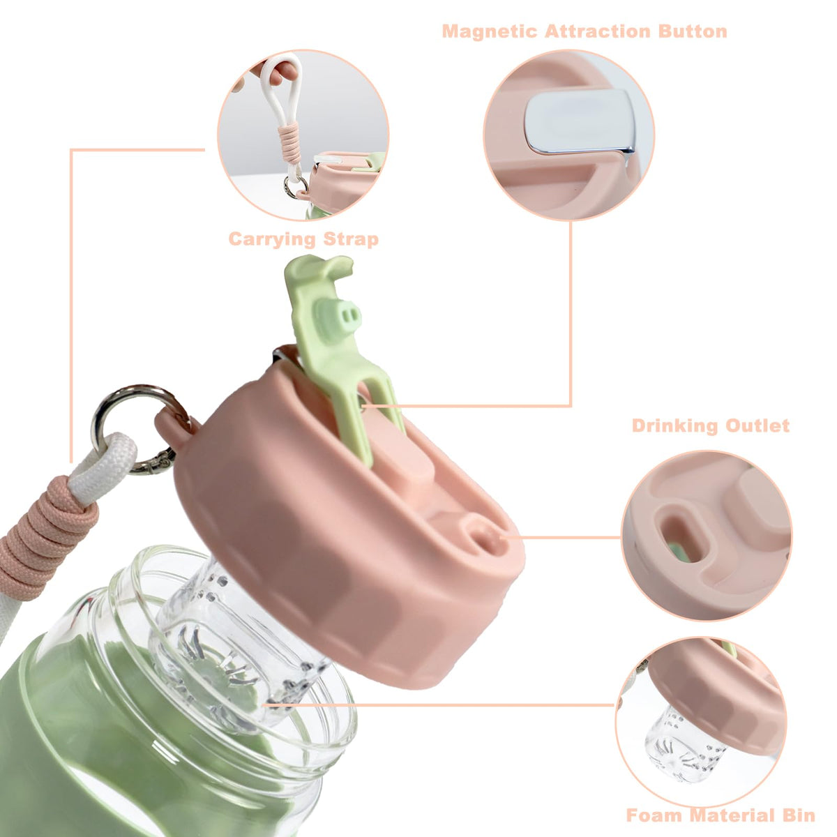 Portable Glass Bottle with Magnetic Tea Infuser