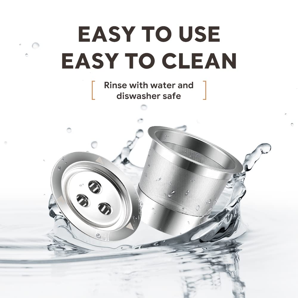 Stainless Steel Reusable Ninja K Cups Pods Compatible with Ninja CFP201 CFP301 Dual Brew Pro Machine 3 Hole Refillable Coffee Pods Permanent K Cups Filters Coffee Accessories (2 Count)