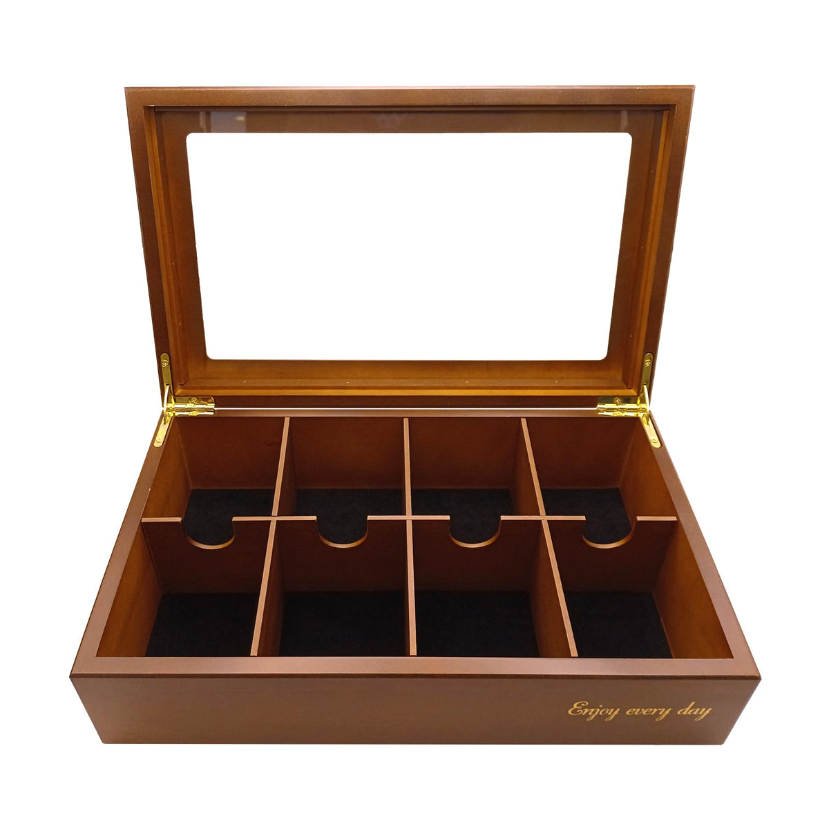 BJOYFUL&LOVED Wooden Tea Box with Glass Lid