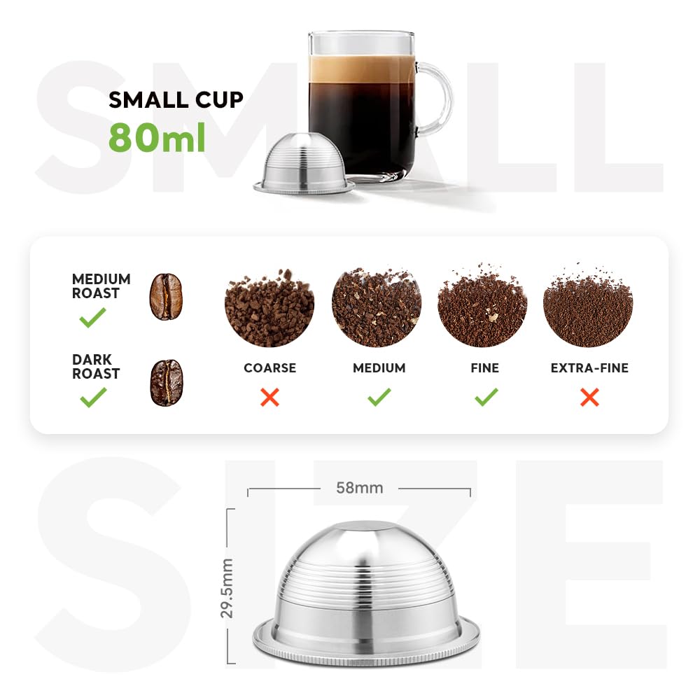 Stainless Steel Reusable NespressoV ertuo Pod Compatible with GCA1 (2 Count)