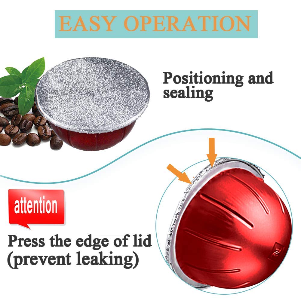 Aluminum Foils Lids to Reuse Vertuoline Capsules Coffee Pods Compatible with Nespresso VertuoLine Machine 64mm (100 Count)